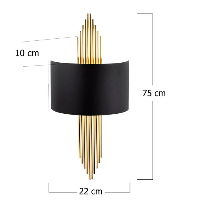 Opviq Lámpara de Pared 616 - A Negro y Dorado